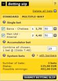 Sleek and simple betting slips online at Interwetten